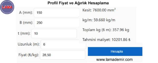 Kutu Profil Fiyat Hesaplama